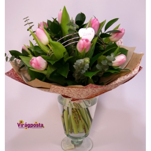 Pink flute - tulip bouquet XL